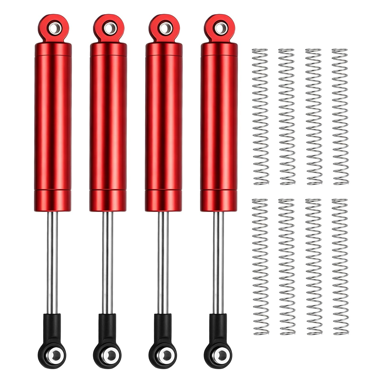 Rebower RC Shock Absorber (with Internal Spring Spare Springs), [for 1/10 RC Crawler ] - 83-111mm / Red / 4 Pcs