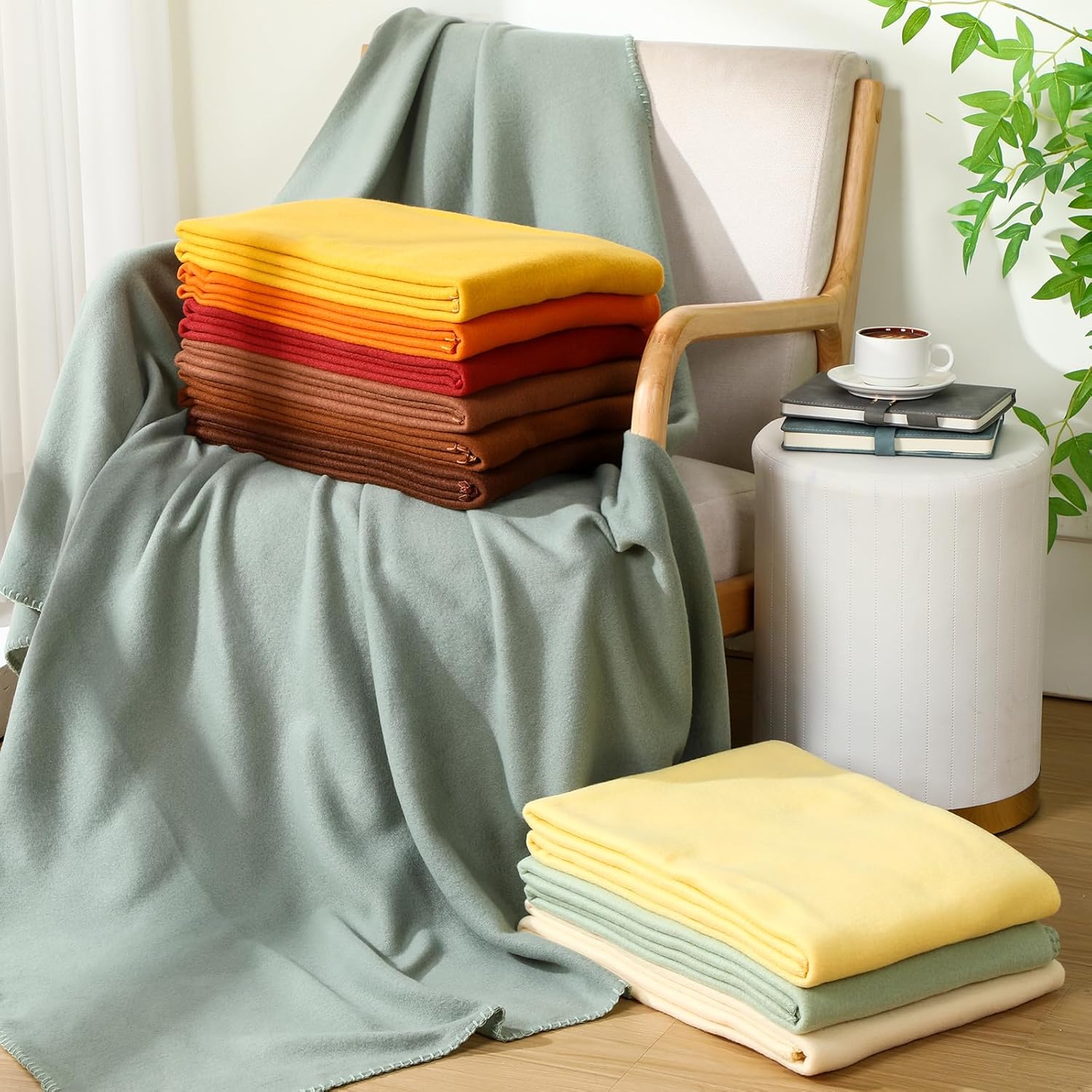 VitalCozy 100 Pack Fleece Throw Blankets Bulk 50 x 60 Inch Soft Plush Fluffy Cozy Blankets for Bed Sofa Home Office Wedding Gifts Operation Christmas Items Homeless Donation (Fall Color) - Image 4