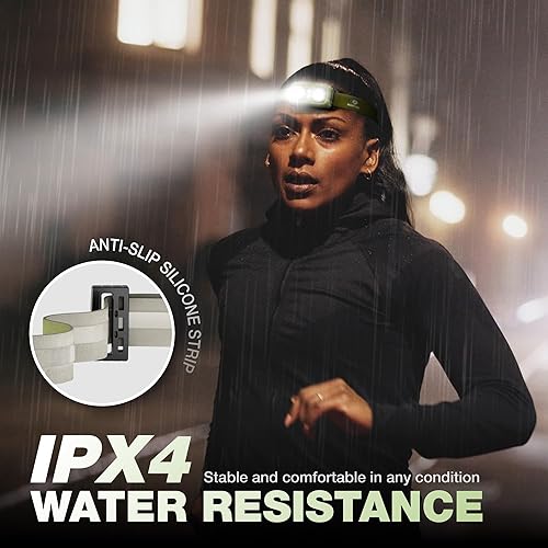 Miniatura 5 de Mossy Oak Linterna frontal recargable de 600 lúmenes, faro LED ligero con luz blanca y roja, lámpara frontal impermeable con banda antideslizante,