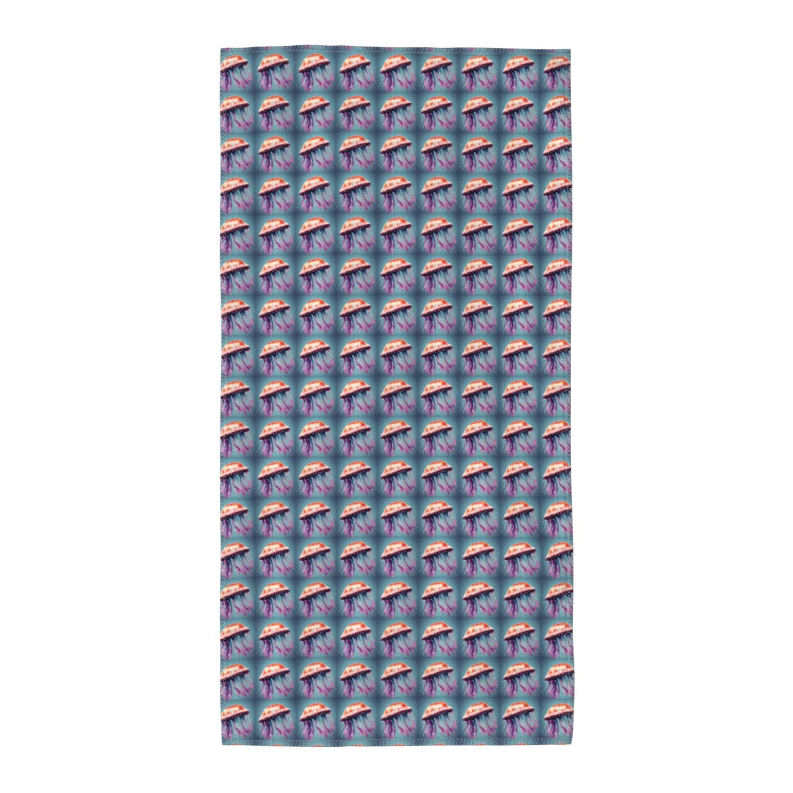 Oazcvbnn Unisex Black Jellyfish Print Extra Long Beach Towel Soft Comfortable Quick-Dry Gym Hiking Picnics Swimming