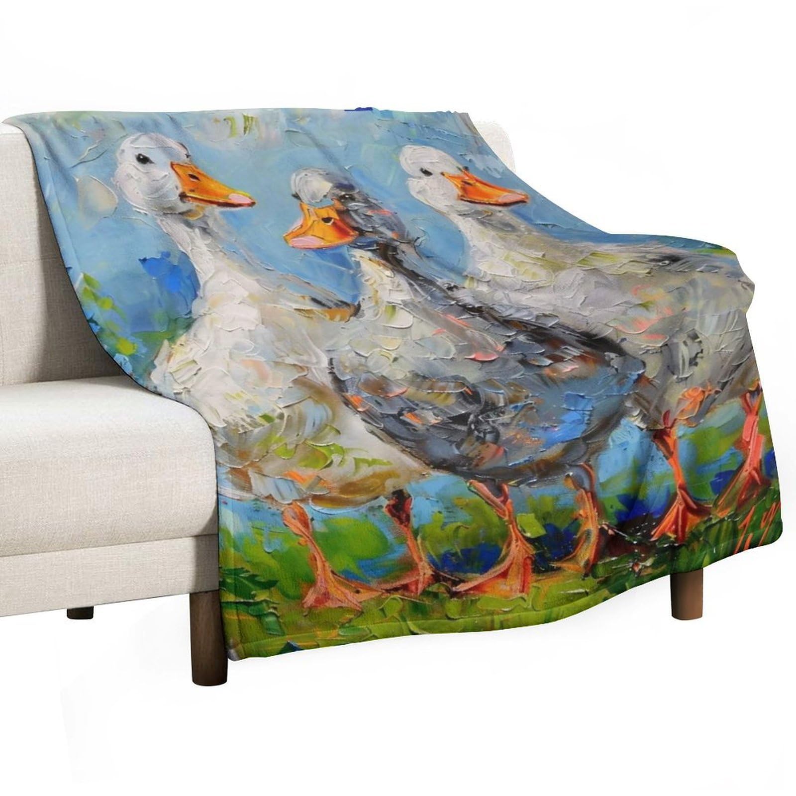 YHGSREUOH Three-Ducks-Country_01 Flannel Blankets Fleece Soft Throw Lightweight Plush Gifts for Couch, Bed, Cozy Sofa Plush, Chair, Lovers 130x175cm(50x70in)