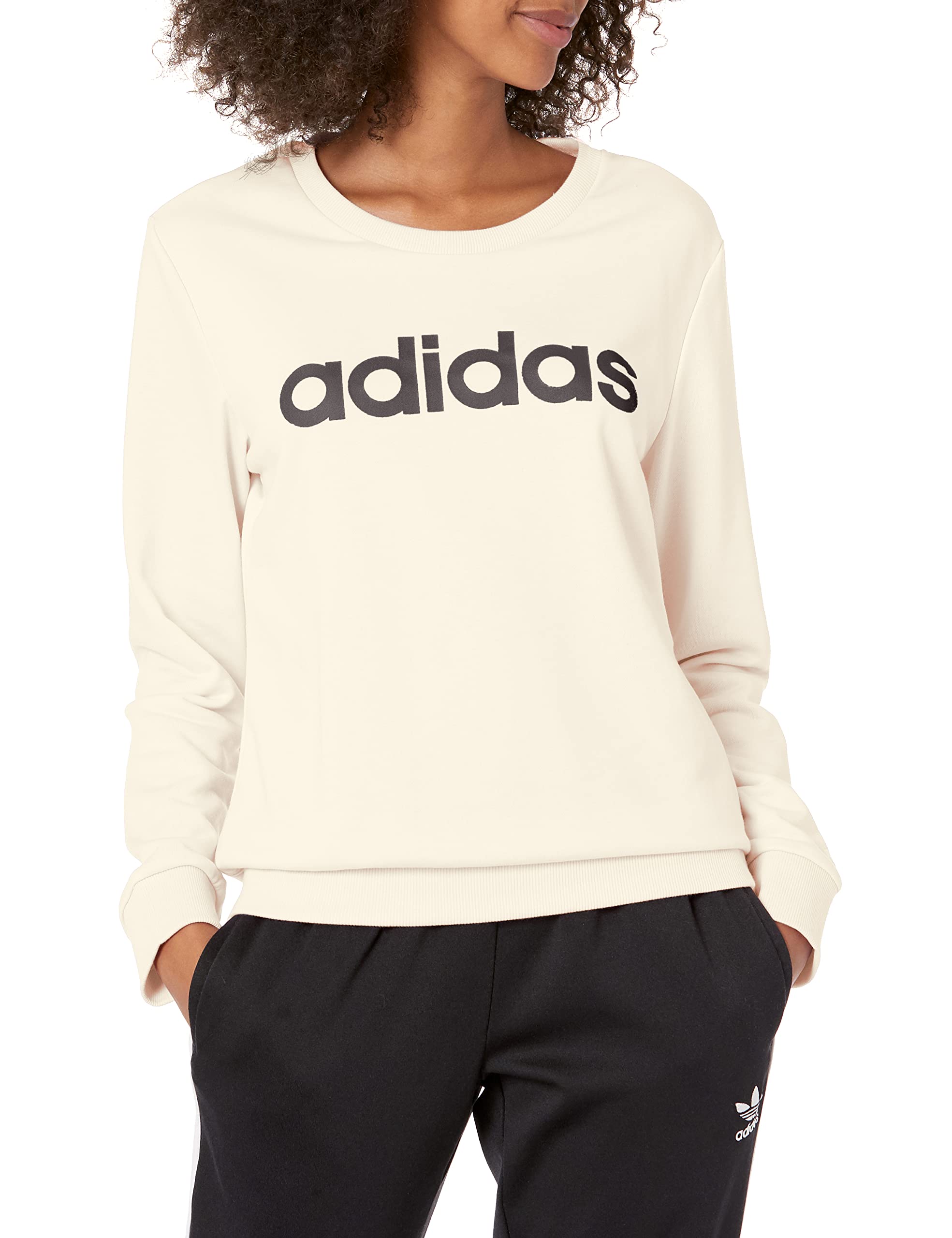 Photo 1 of adidas Women's Essentials Logo Sweatshirt Small Ecru Tint/Black