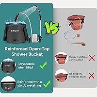 Vista 7 de DR.PREPARE Portable Shower for Camping, Camping Shower with 4.5 Gallons Foldable Bucket, USB Rechargeable Battery, 2 Shower Heads, Outdoor Camp