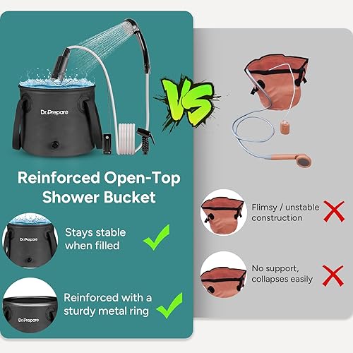 Miniatura 7 de DR.PREPARE Portable Shower for Camping, Shower Pump with 8000mAh Battery, 2200mAh Battery with 4.5 Gallons Bucket