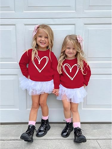 Miniatura 4 de BOUTIKOME Mommy and Me - Conjunto de San Valentín con estampado de corazón y corazón a juego, sudadera de manga larga