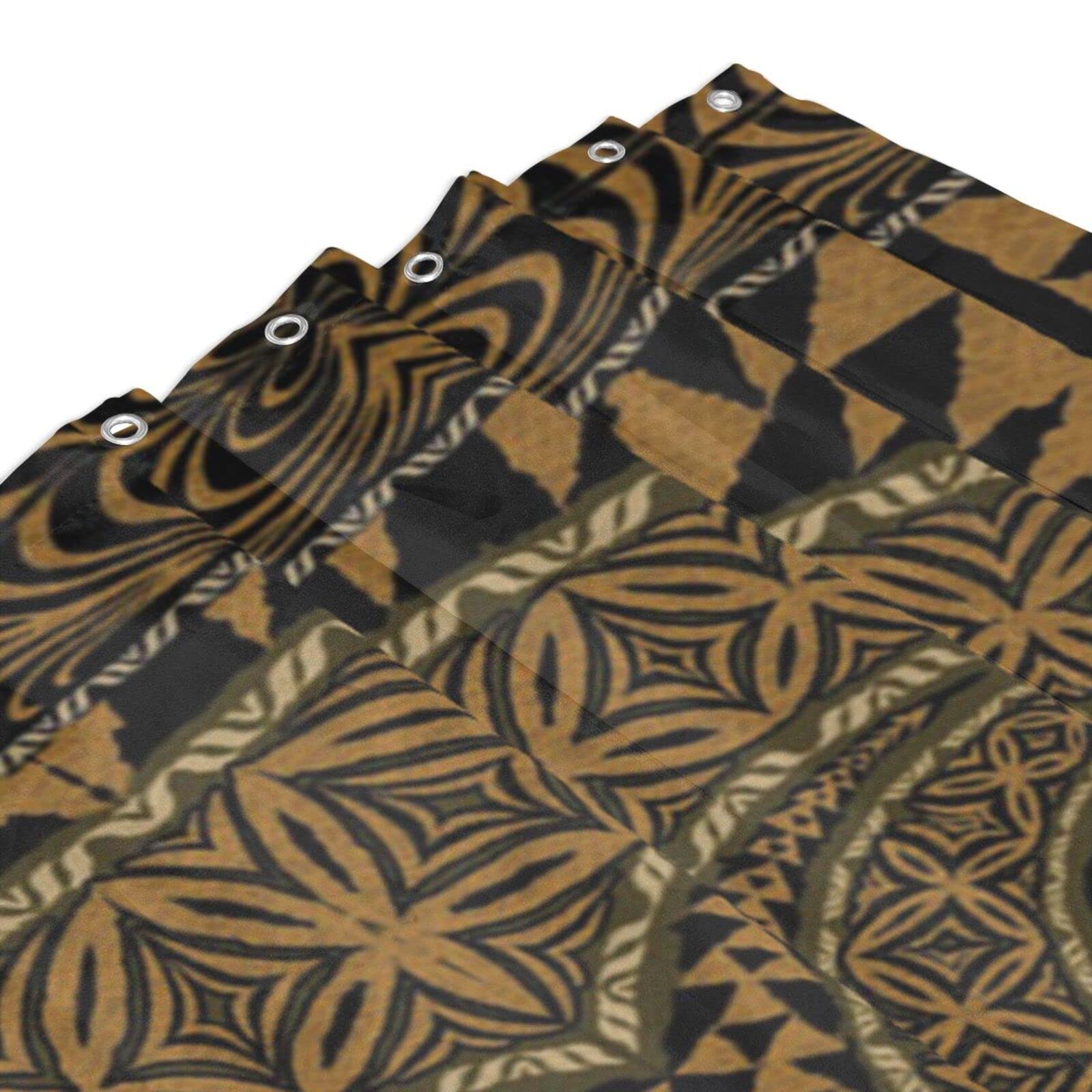 Tenda Doccia Polinesiana Tiki Hawaii - 180x183 Cm - Tessuto Impermeabile Con Ganci - Stile Samoano Per Bagno Tropicale