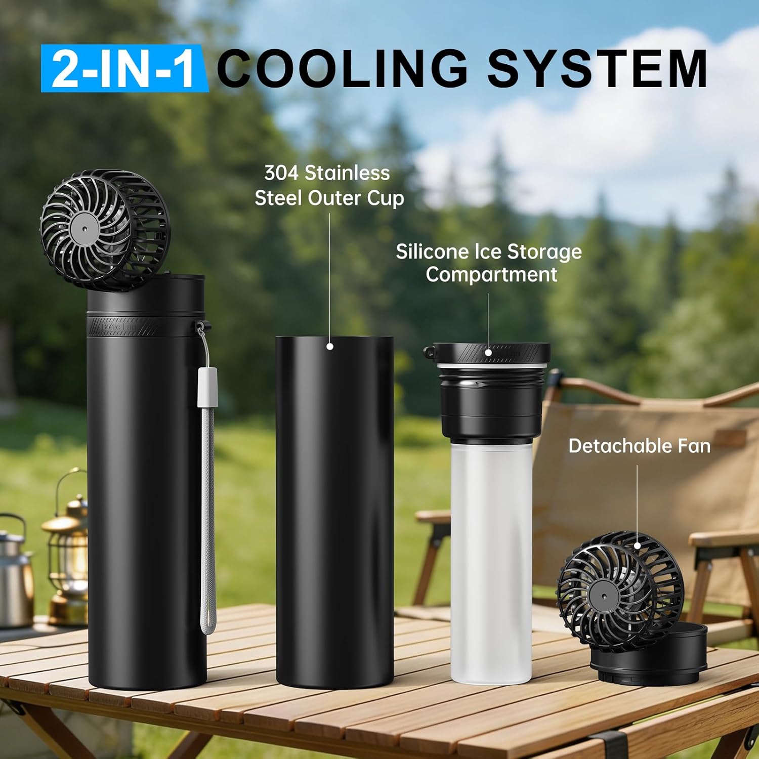 Portable Cooling Fan Ice Therapy Cup, 2-in-1 Handheld Fan & Cold Compress Device, 20H Cold Retention, Reusable Sports Recovery Ice Pack for Ankle/Knee/Neck, Cooling Fan for Hot Weather/Outdoor