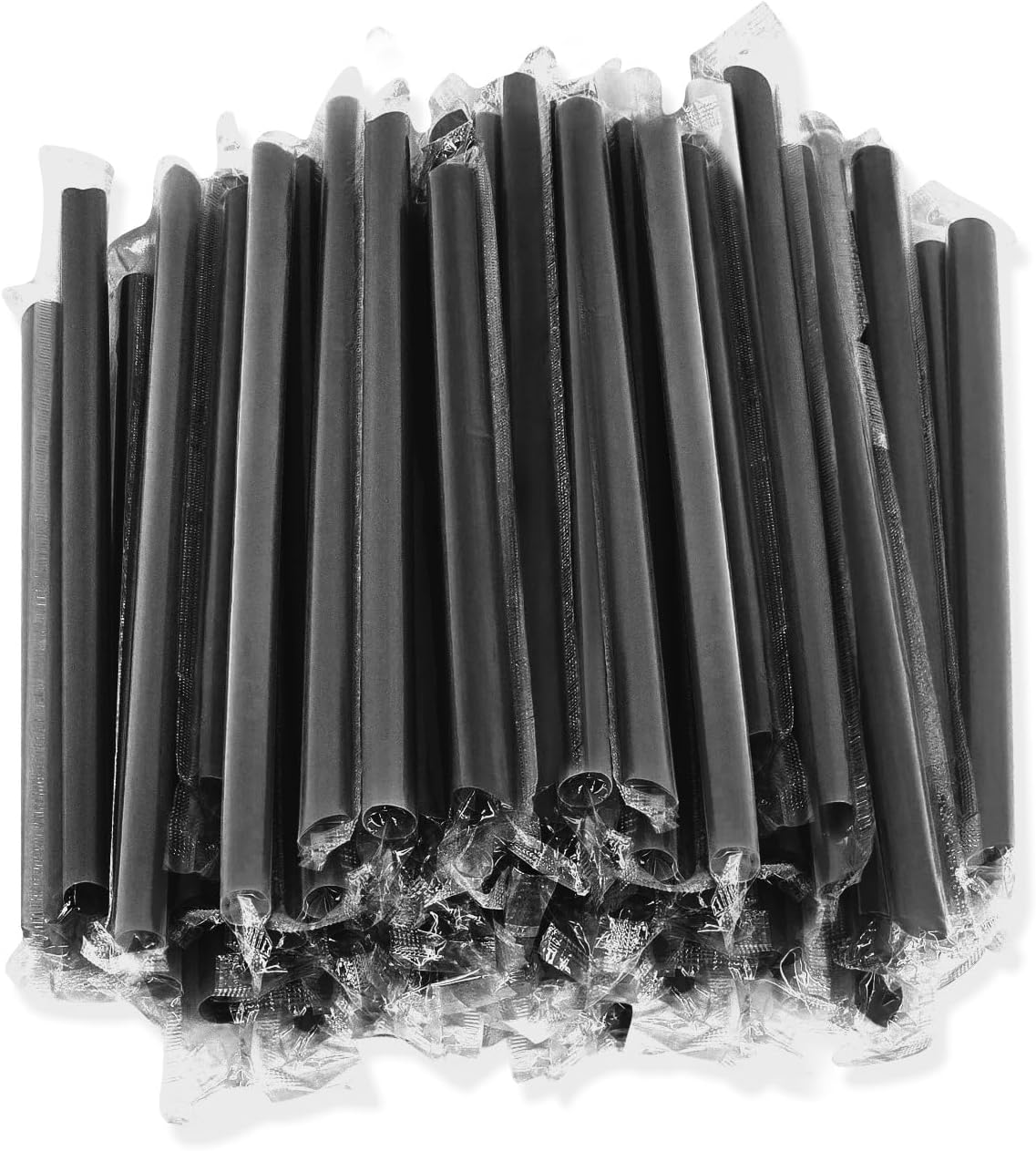 400 Pcs Black Colors Jumbo Smoothie Straws Disposable Milkshake Straws Jumbo, Bubble Tea Straw For Cakes, Disposable Smoothie Straw Individually Wrapped (0.43" Wide X 9.84" Long)
