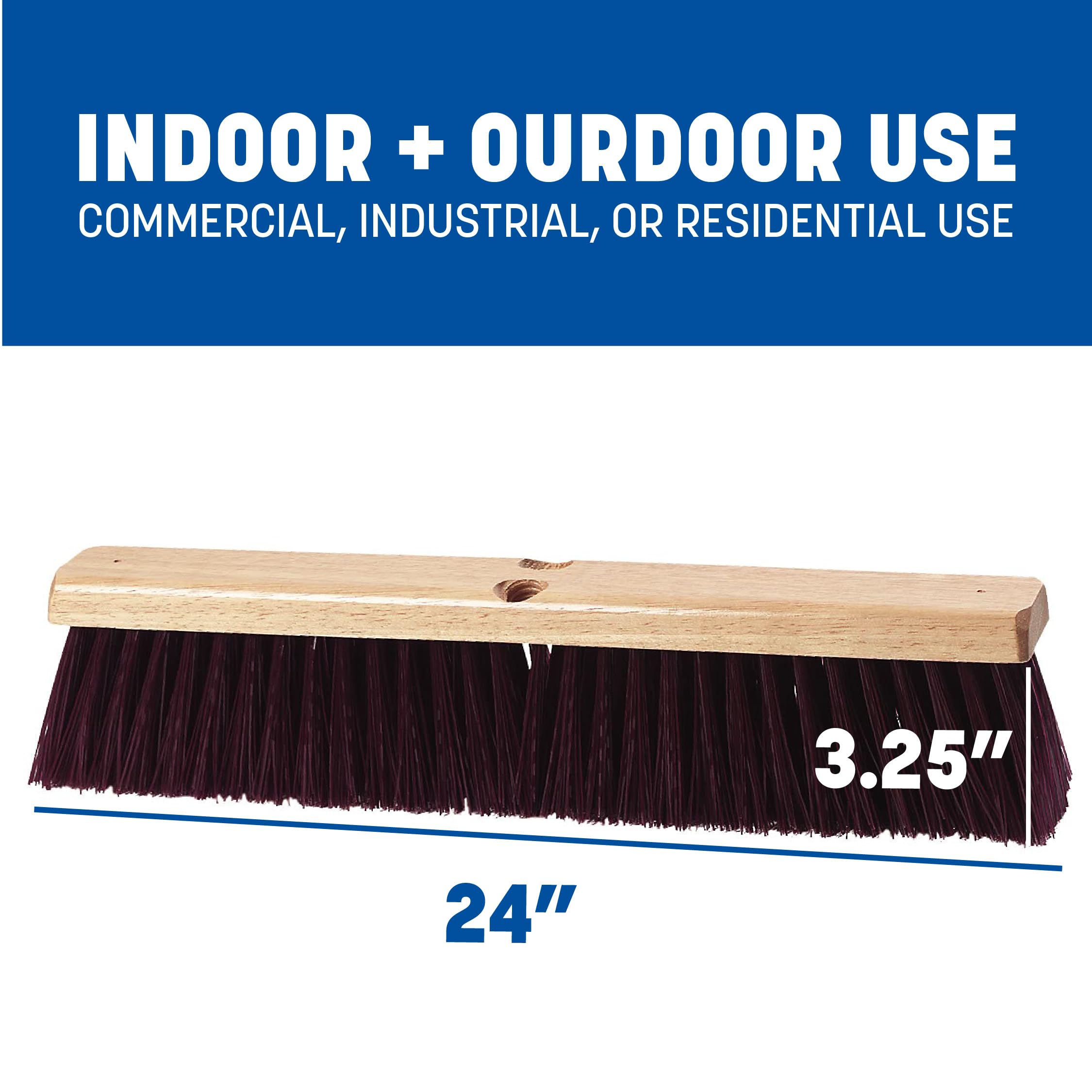 Carlisle 3621932400 flo-pac Hardwood Block ondulato sweep, setole in polipropilene, 61 cm Block size, 3 – 1/10,2 cm Bristle Trim, marrone