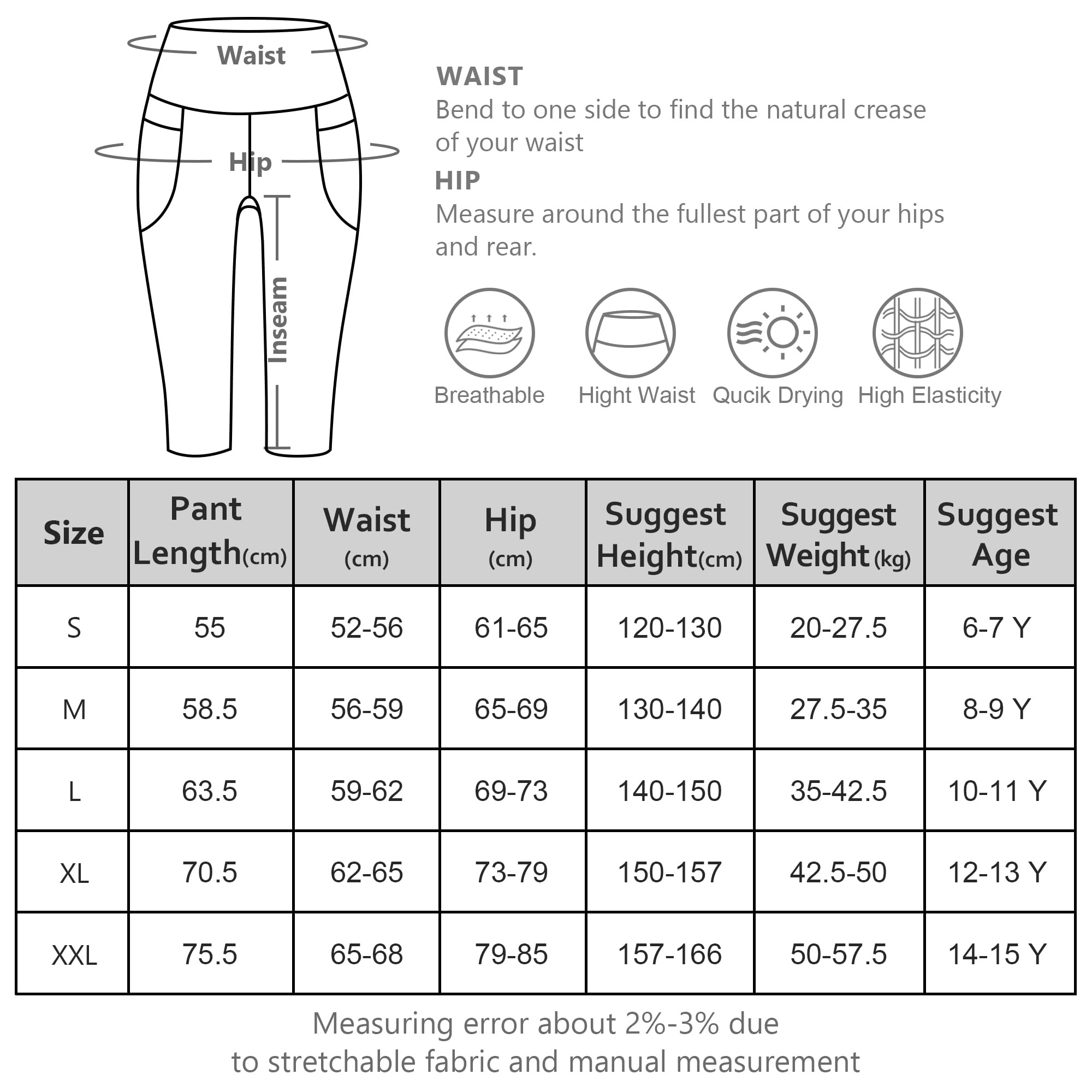 BIG ELEPHANT – Paquete de 3 Leggings Capri para Niñas con Bolsillos – Pantalones de Cintura Alta para Yoga y Deportes, Ideales para Correr, Danza y Entrenamiento