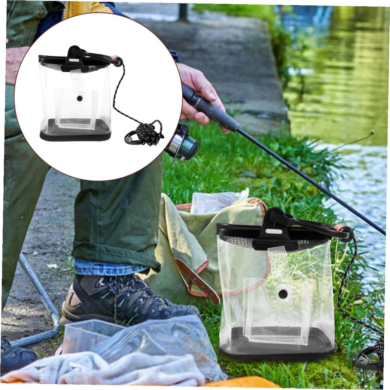 Practical Folding Fishing Bucket Thickened Material Ice Fishing Bucket Handles