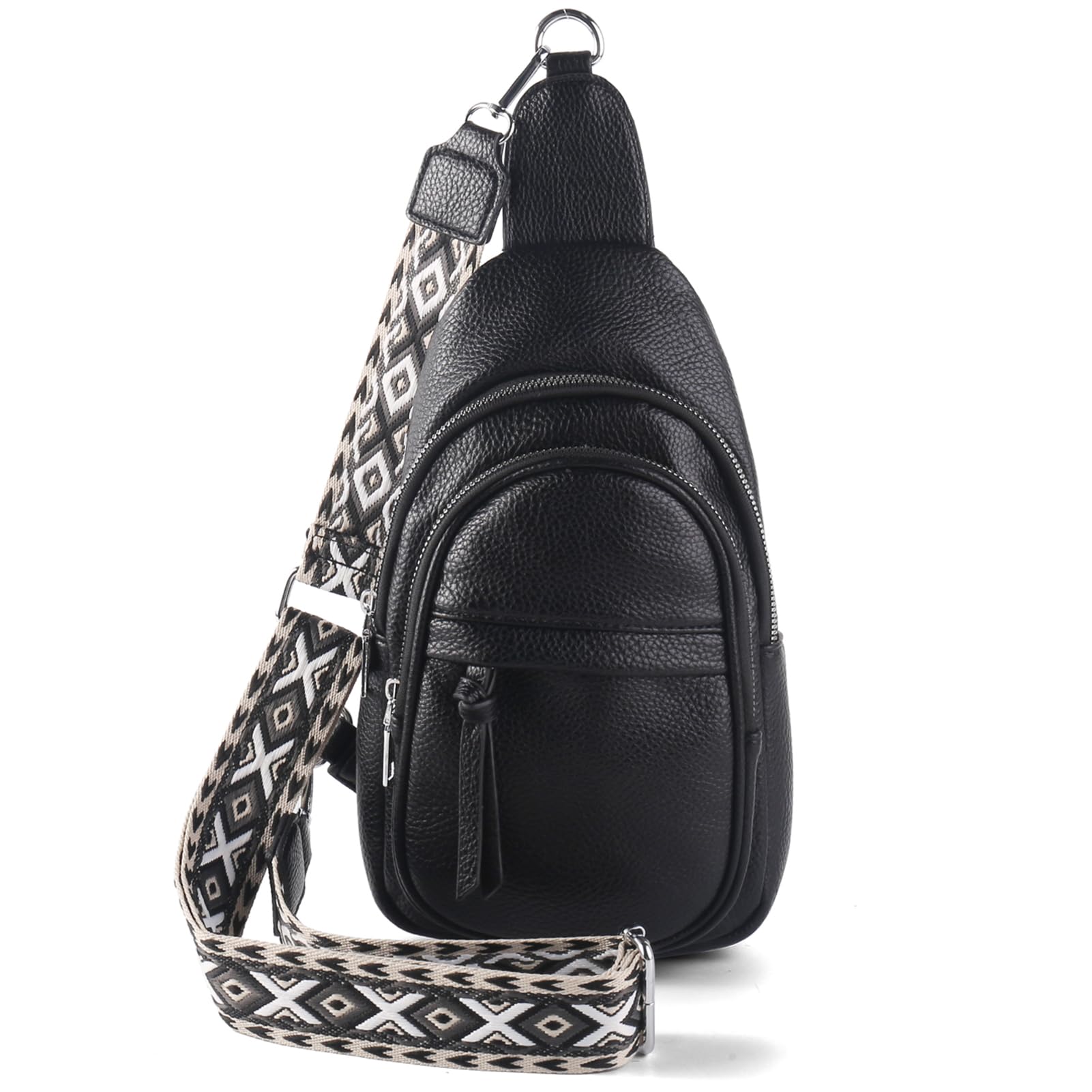 VekiSmall Sling Bag Crossbody Bag for Women, Fanny Packs Cross Body Bag for Womens Gifts, Chest Bags for Travel (Black)