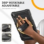 Timecity Case for Samsung Tab A 10.1 2019 (Model: SM-T510/T515), Three-Layer Case with Screen Protector Rotating Handle Strap & Stand Pencil Holder Case for Samsung Galaxy Tab A 10.1 - Black