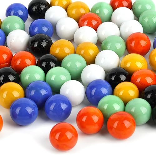POPLAY Juego de 60 canicas de vidrio, para juego de mesa de mármol, juego de mesa de damas chinas, 5/8 pulgadas, 6 colores