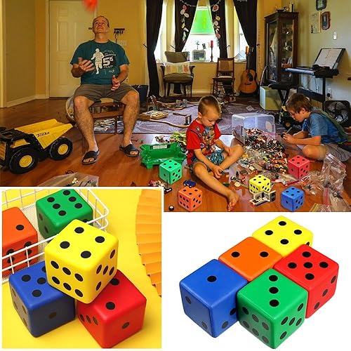 Miniatura 5 de 1 dados de esponja de poliuretano, accesorio para juegos de mesa, bloques cuadrados grandes de 3.1 in para escuela, familia, enseñanza de