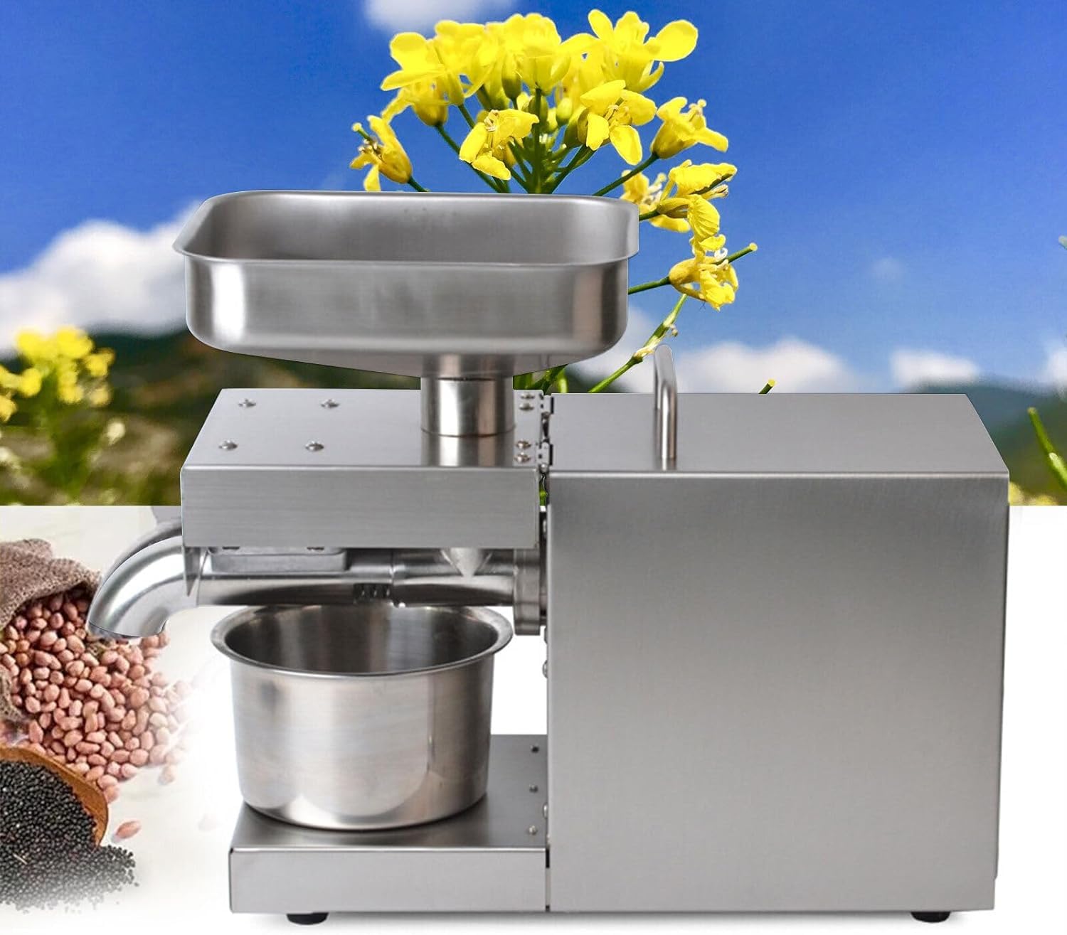600 W Automatico Olio Pressa Macchina/Olio Expeller Machine/Acciaio Inox Olio vegetale Presser Olio Presser Temperatura di pressatura regolabile a 50-250 gradi 220V