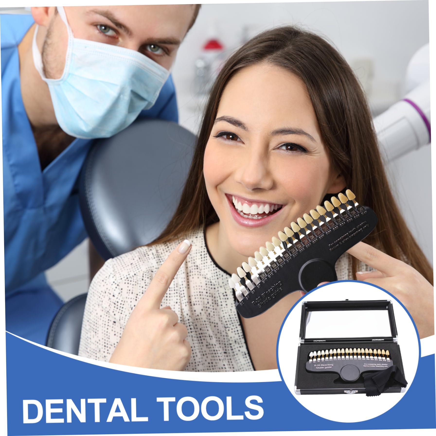 Guida alle tonalità dei denti dentali, vassoi per sbiancamento dentale professionale 3D R-20 per strumenti dentali, tabella delle tonalità per lo sbiancamento dei denti per monitorare e confrontare