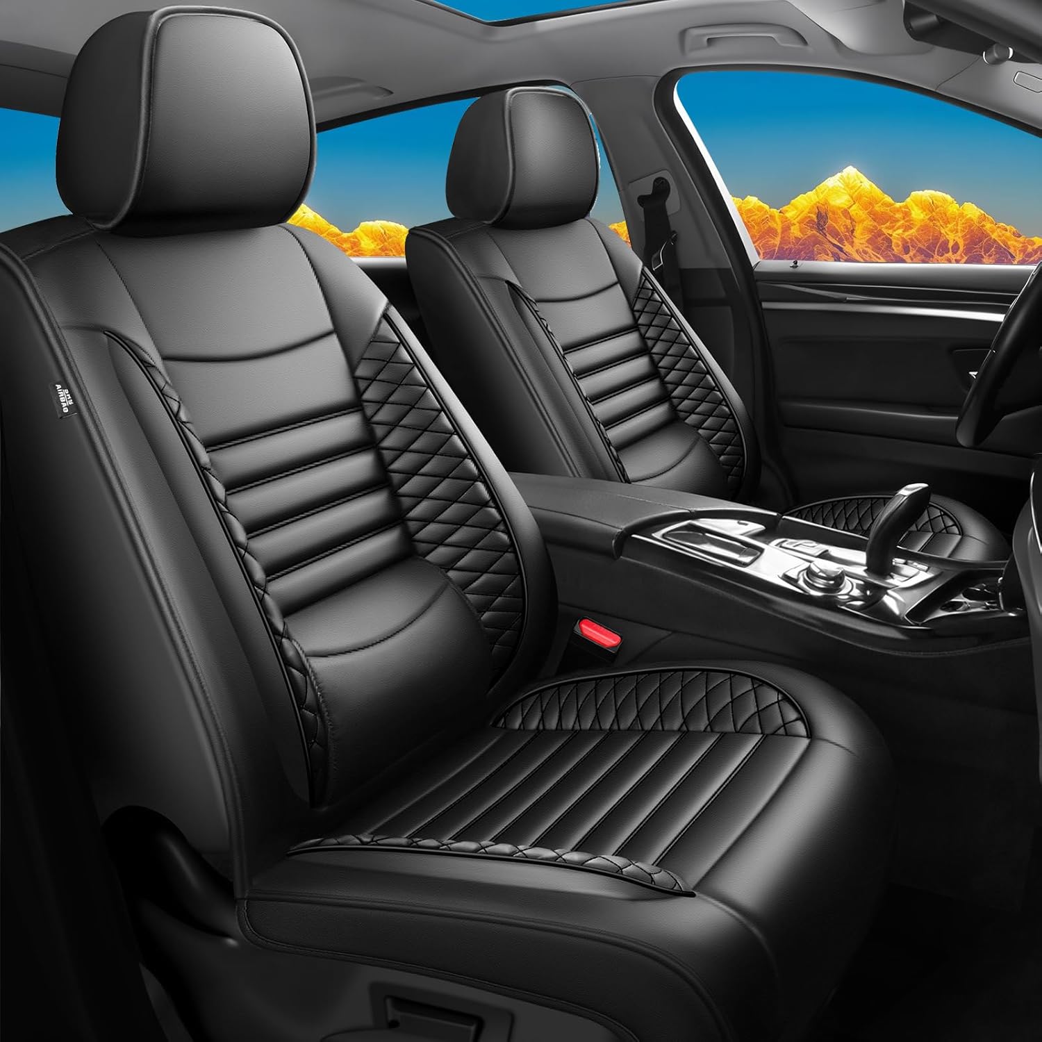Fit Camry Car Seat Covers for Toyota Camry 2012-2024 2025 - Upgraded Premium Waterproof & Breathable Leather, Airbag Compatible, All-Weather Seat Cushion Protector (2 Front/Black) Custom fit Black 2 Front Seat Covers