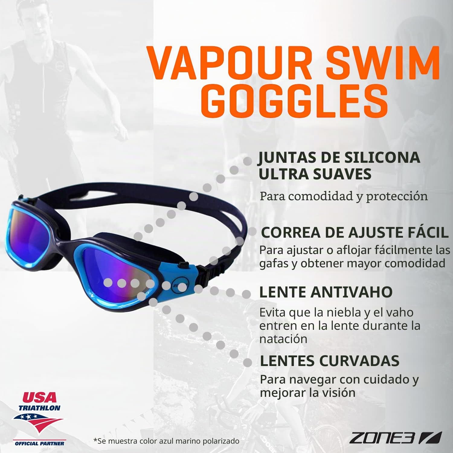 ZONE3 Vapour Gafas de natación Unisex adulto (Pack de 1)