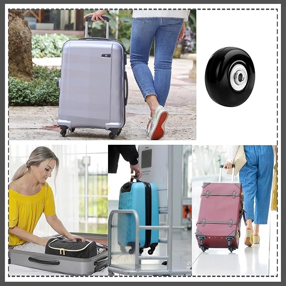 4Pcs Luggage Replacement Wheels, 45x18mm Universal Suitcase Wheels, Rubber Replacement Trolley Swivel Caster, Luggage Cart Wheels, Suitcase Repair Kit with Bearings
