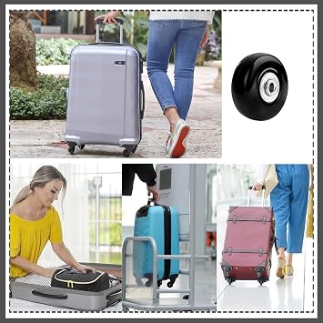 4Pcs Luggage Replacement Wheels, 45x18mm Universal Suitcase Wheels, Rubber Replacement Trolley Swivel Caster, Luggage Cart Wheels, Suitcase Repair Kit with Bearings