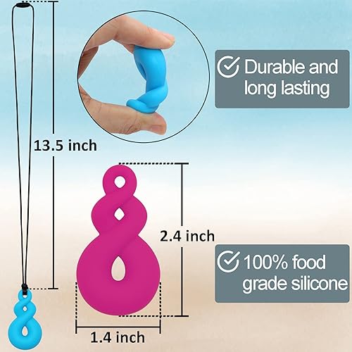 Miniatura 4 de Collares masticables para niños con autismo, TDAH, SPD o necesidades especiales, collar masticable de silicona sensorial para niños, niñas, adultos,