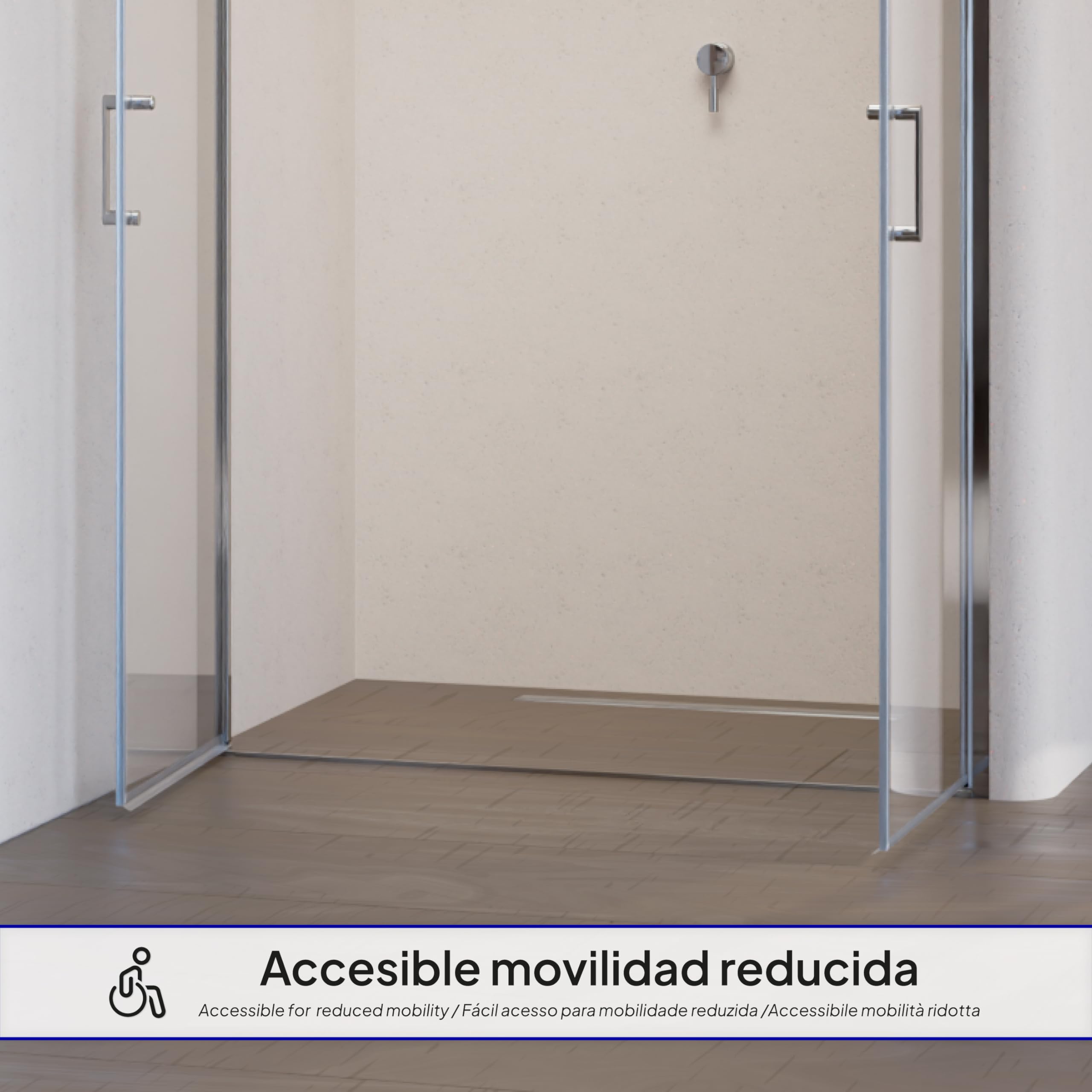 Mampara de ducha 97x190 cm rango de ajuste de 97-100 cm, altura: 190 cm, vidrio de seguridad ESG con nano transparente de 6 mm con perfiles de aluminio - AC