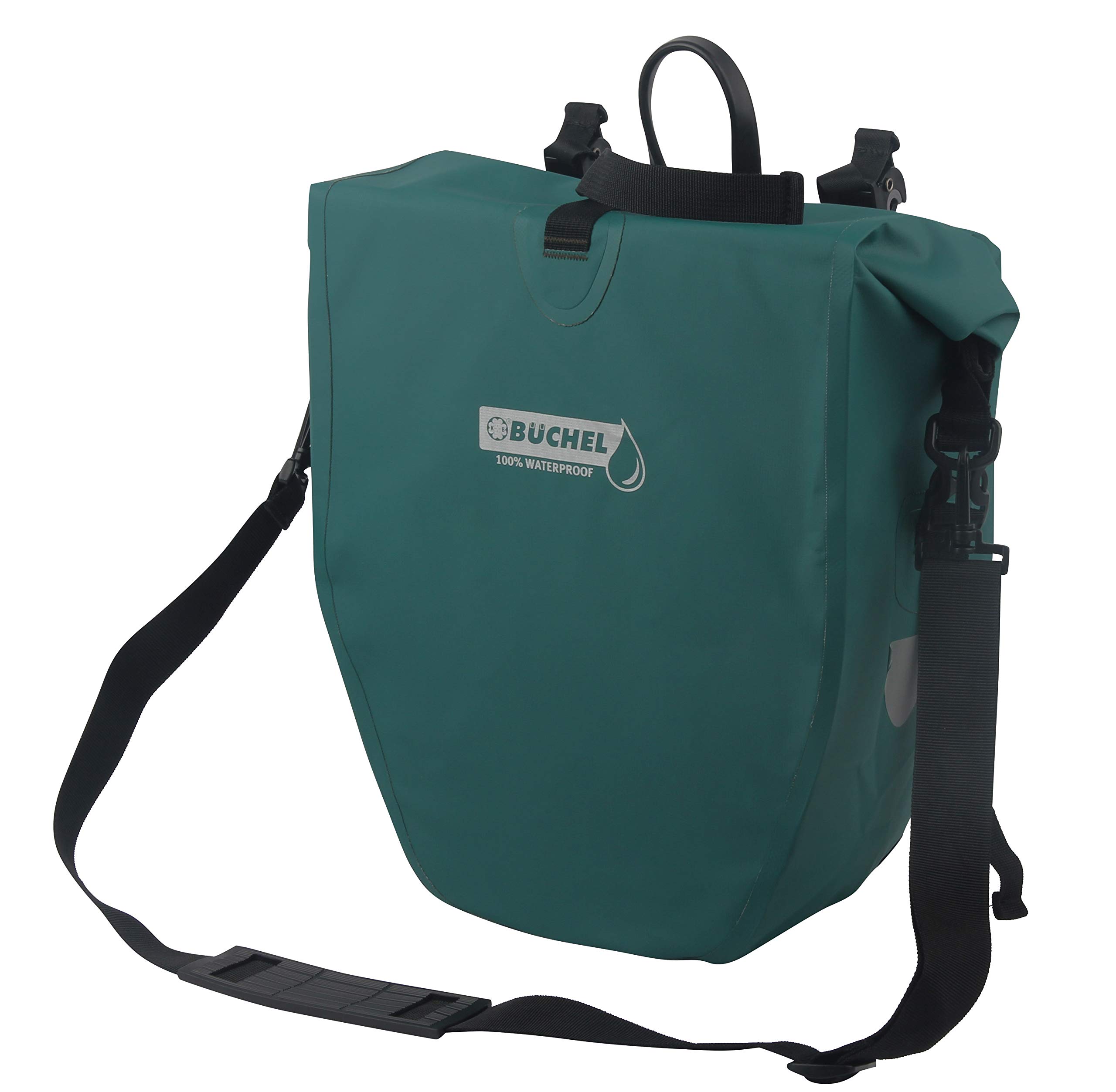 Büchel 100% Waterproof Bicycle Pannier Rack Bag with Shoulder Strap and Carry Handle - Various Colours