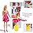 Doll Mini Bathroom Laundry Playset for Kids, House Furniture Pretend Play Toy Accessories Set with Realistic Lights & Sounds for Toddlers, Girls (4-in-1 Bathroom Set)