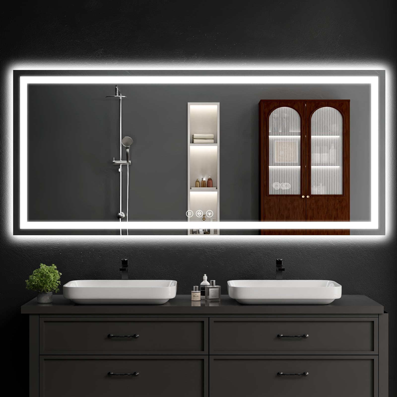 Photo 1 of LED Bathroom Mirrors 32"x72" Bathroom Mirror with Lights for Wall, Backlit + Front Lit, 3 Colors, Anti-Fog, Dimmable Brightness for Vanity,Bathroom, Entryway, Living Room