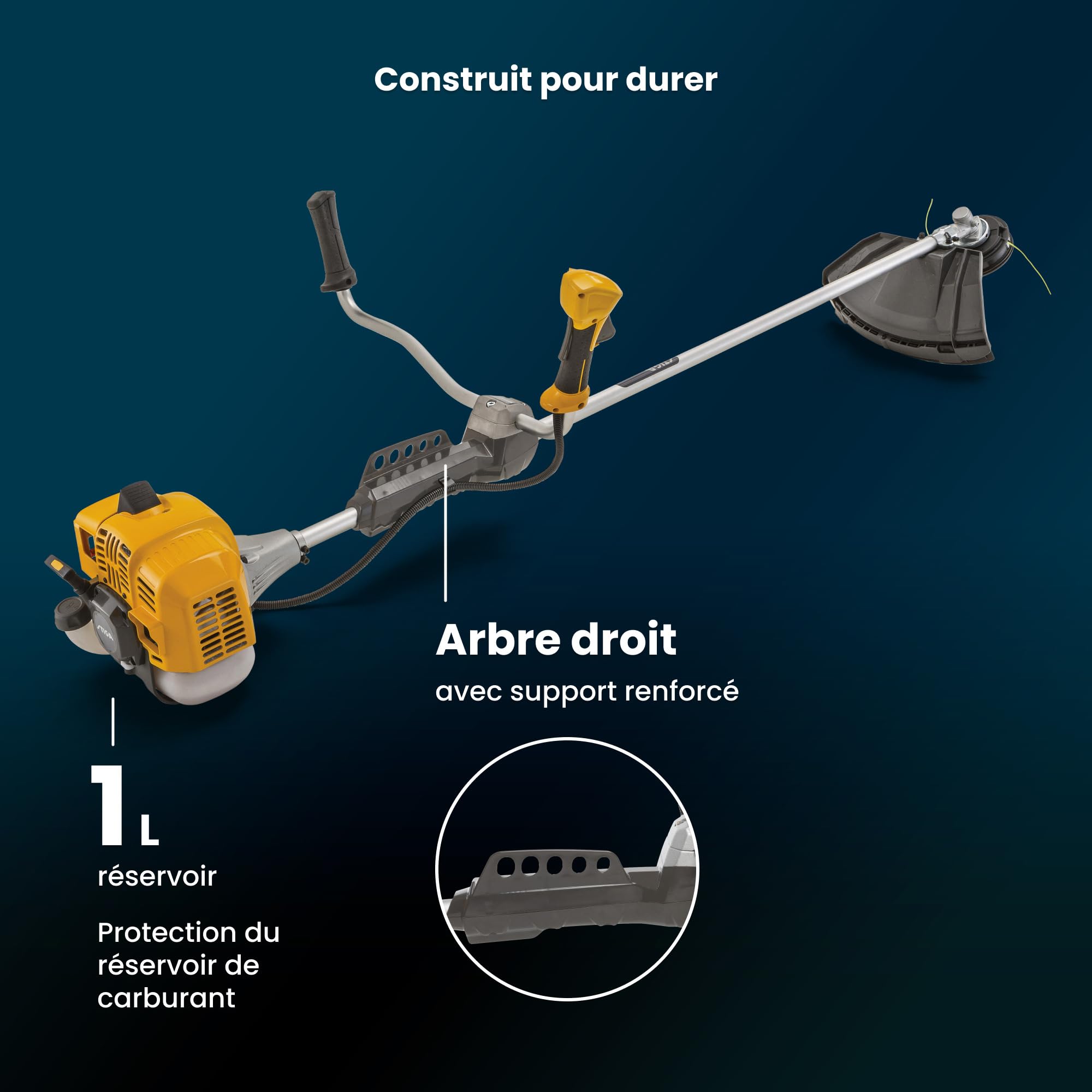 STIGA BC 555 B débroussailleuse à Essence - Moteur 51,7 CC, Largeur de Coupe 45 cm, Guidon vélo, tête Tap&Go, Lame 3T et Double Harnais Inclus, Jaune