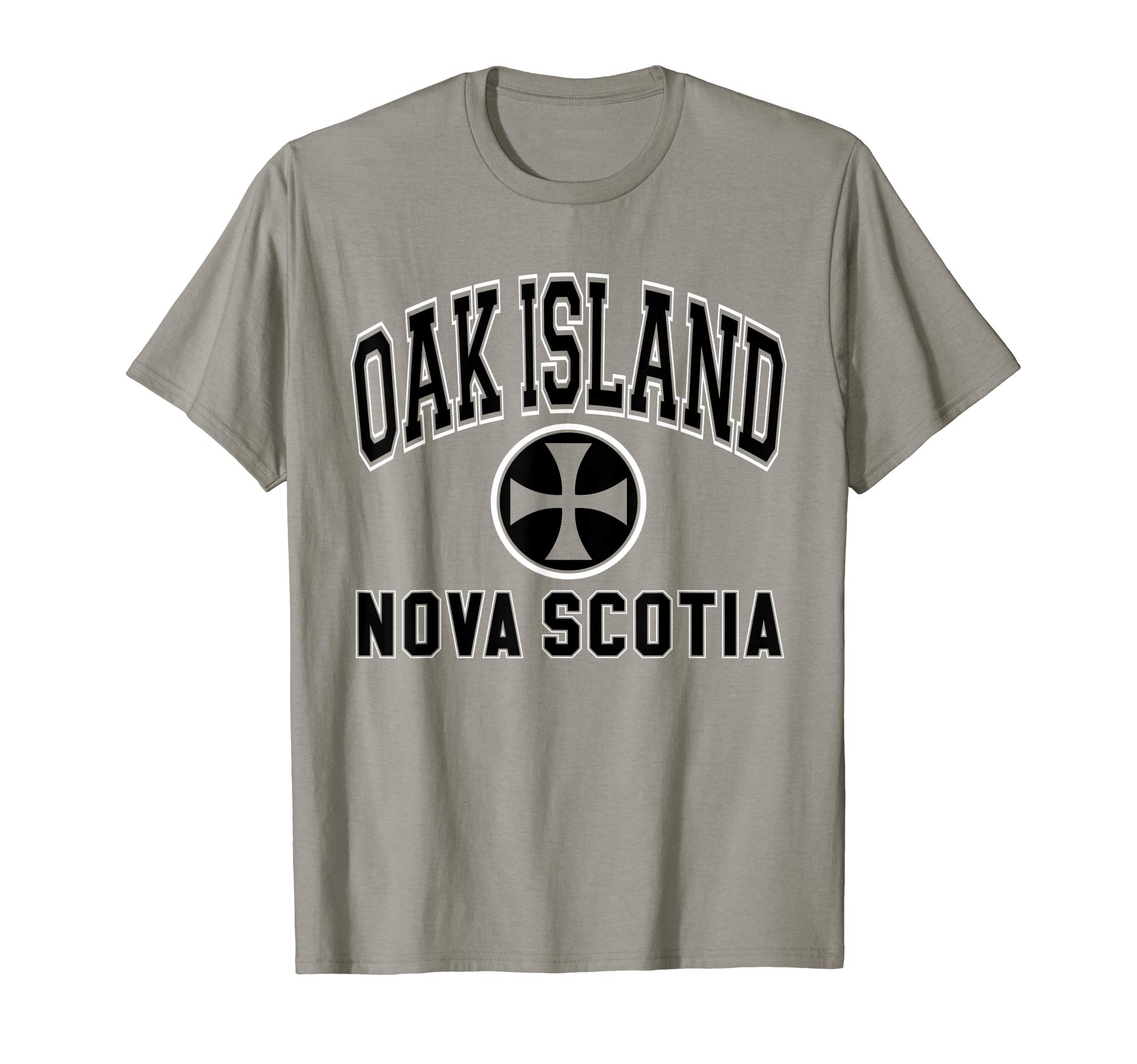 133 Apparel Oak Island NS CanadaOak Island Nova Scotia Text Cross Circle Black Print T-Shirt