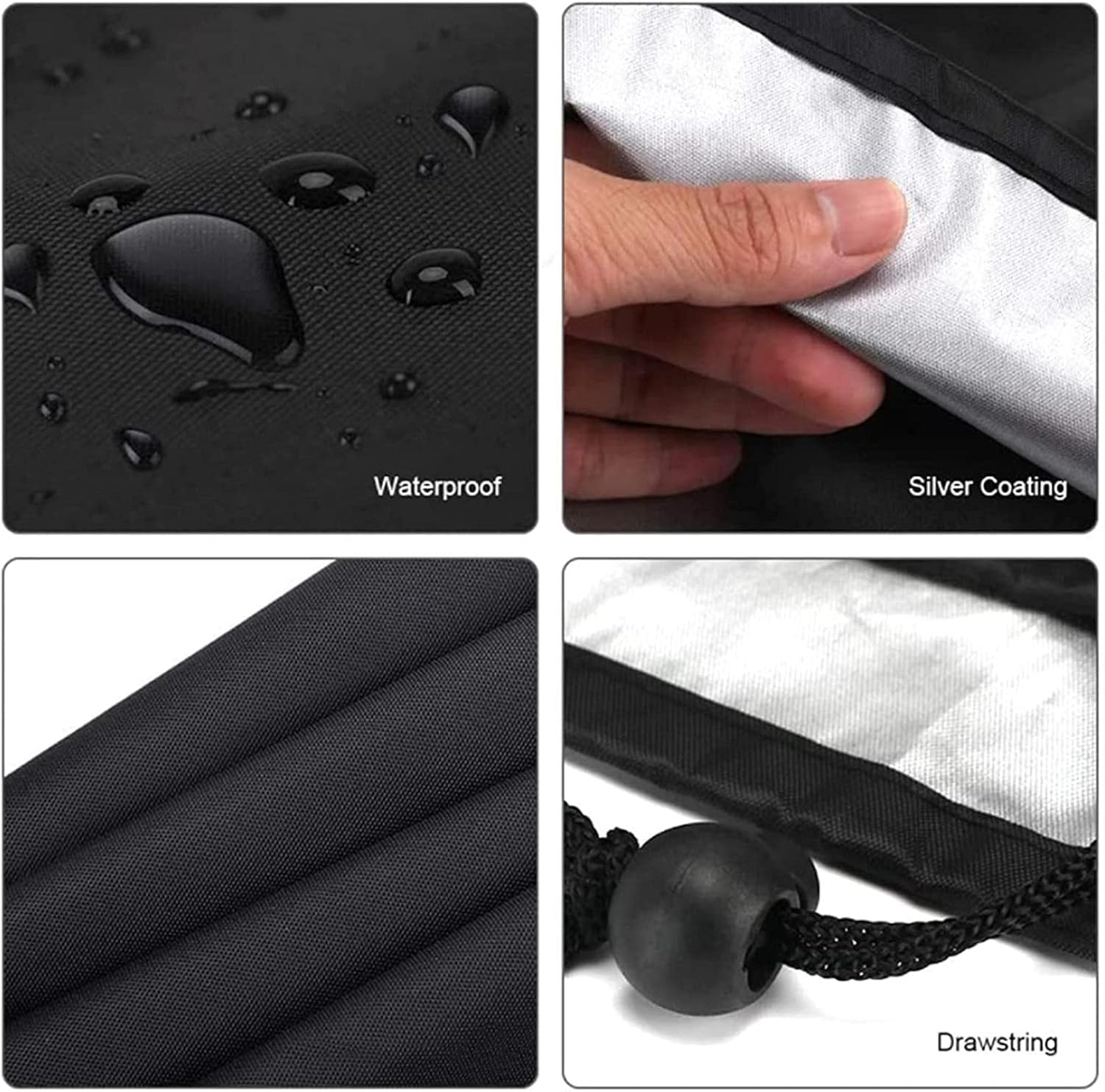 テーブルチェアソファカバー、屋外ガーデンファニチャーカバー防水防塵パティオ家具セットカバー300x200x85cmブラック