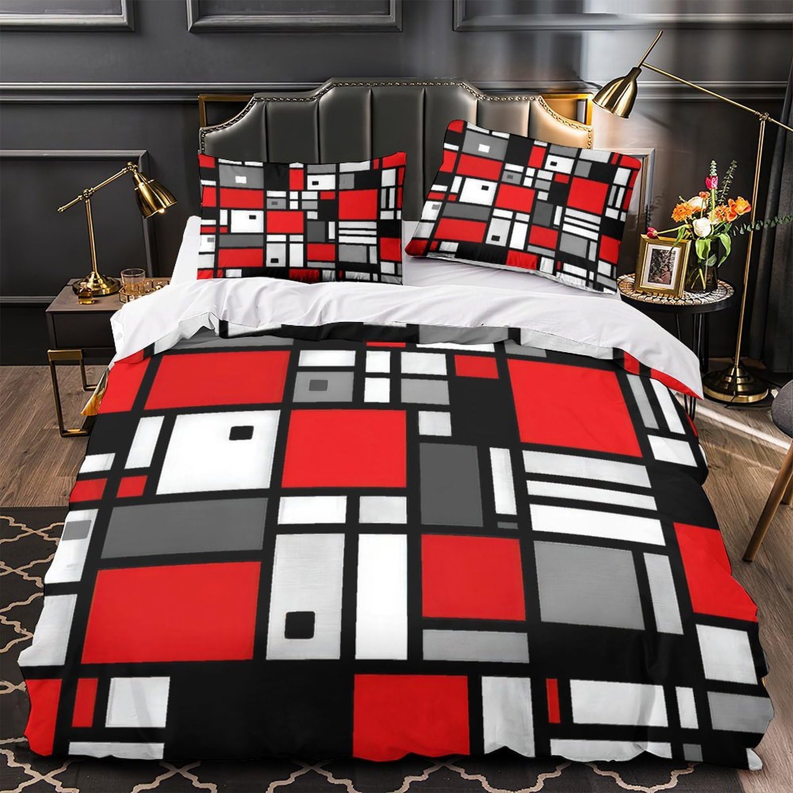 Parure de lit hexagone 260x220 cm avec housse de couette en microfibre 3D