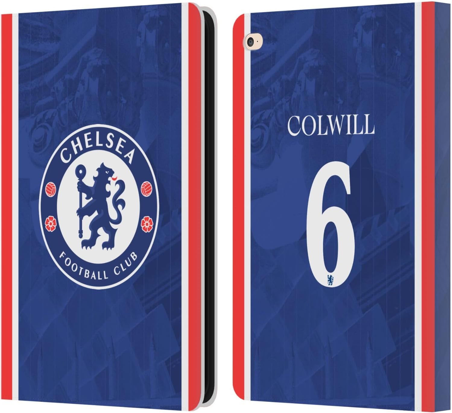 Head Case Designs Officially Licensed Chelsea Football Club Levi Colwill 2025/26 Players Home Kit Leather Flip Case Compatible with Apple iPad Air 2 (2014)