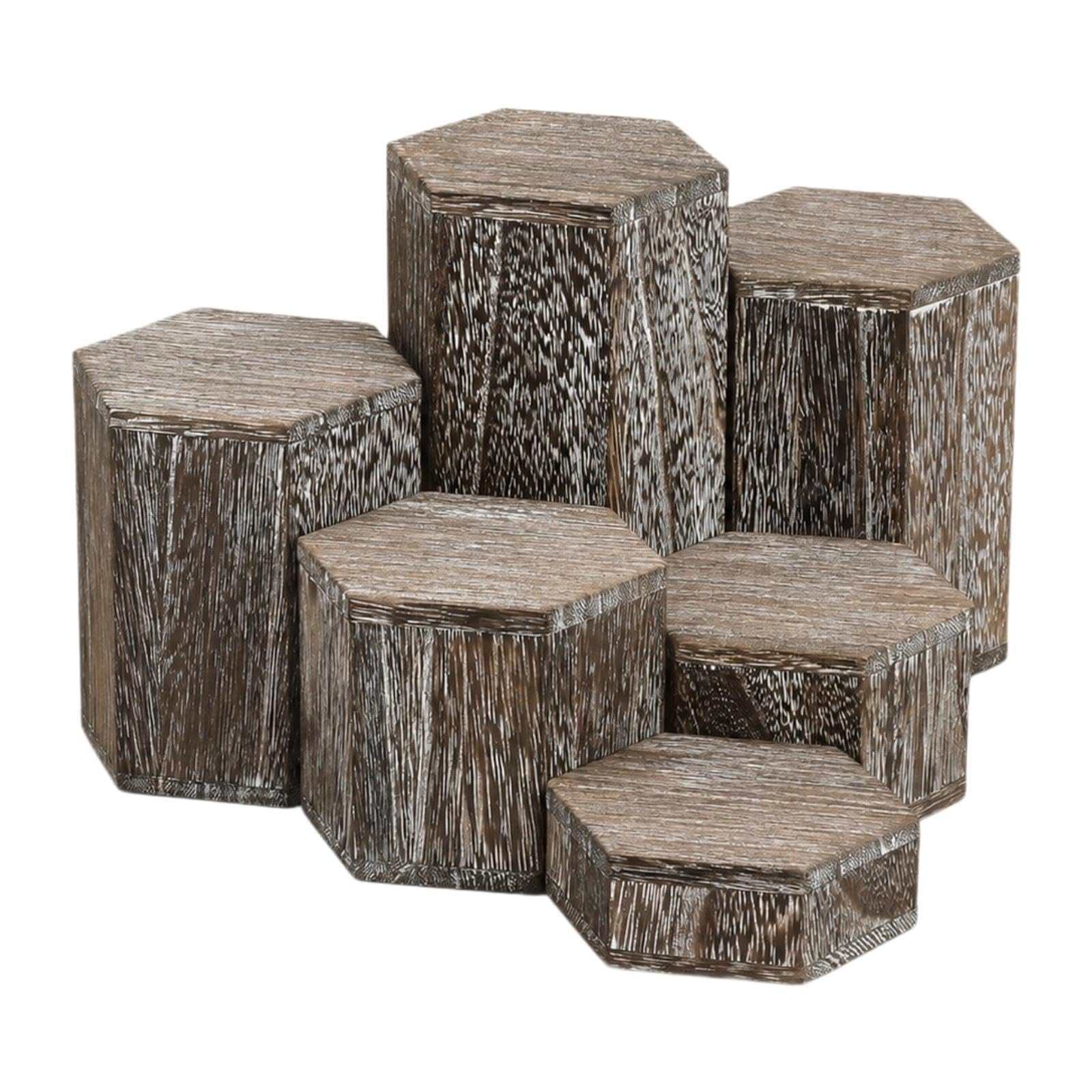 Soporte para Buffet de 6 Piezas, Elegante Bandeja de Presentación de Madera, Expositor de Joyas, Estante para Postres, Soporte para Figuras con, Gris, Individual