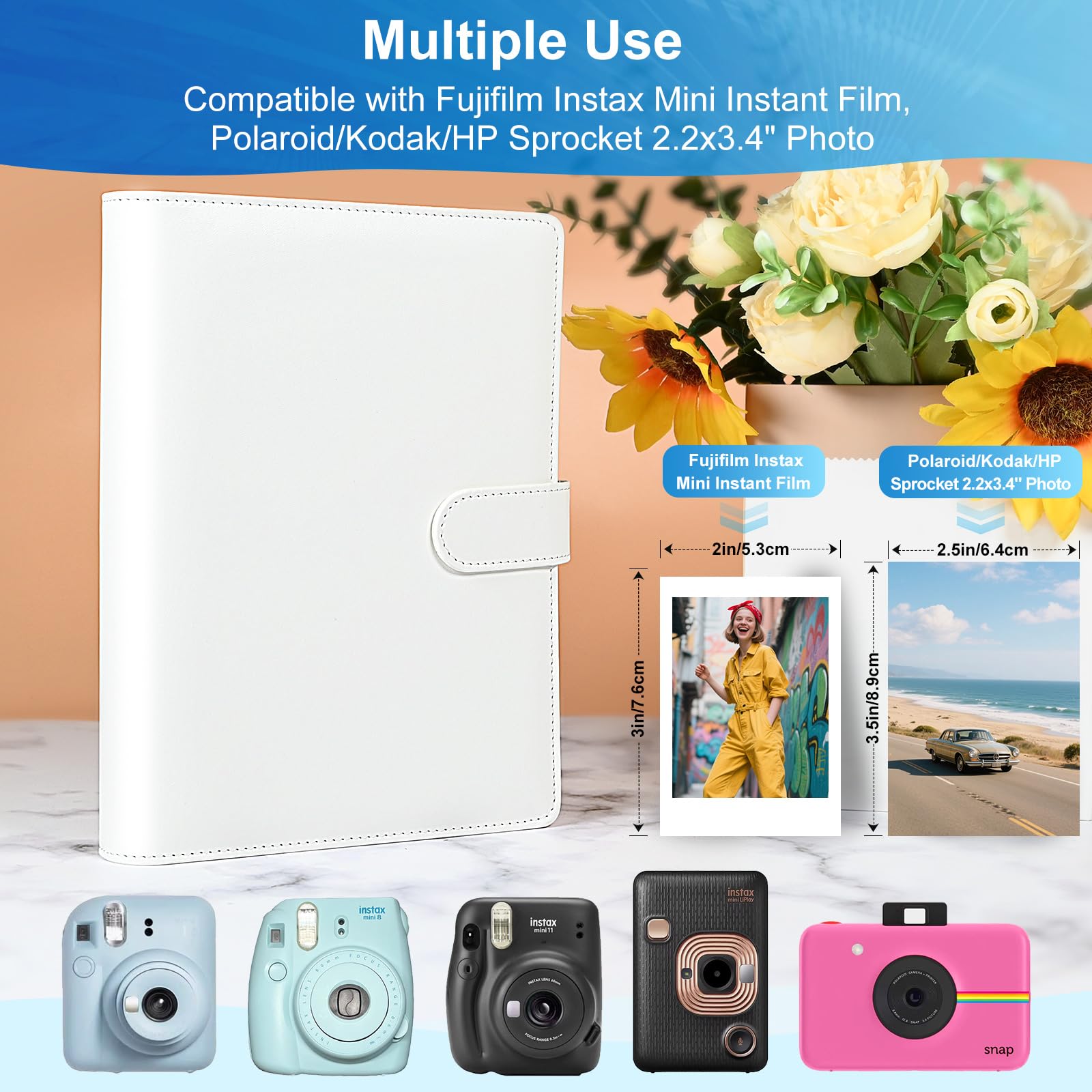 Album Photo 200 Photos 2x3 Pouces, Album Rechargeable En Cuir