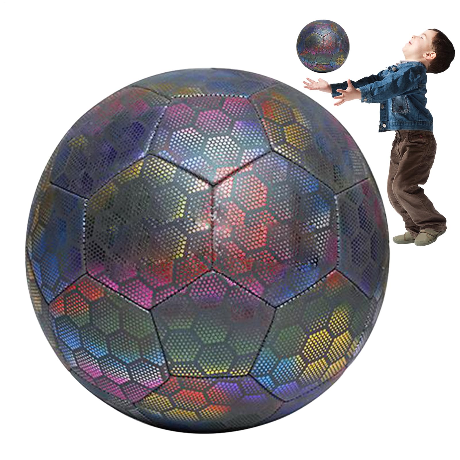 Pallone da calcio luminoso, pallone da calcio luminoso | Esercizio di riflettente per attività notturne luminose - Attrezzatura per esercizi fitness per esterni ed interni, sport di
