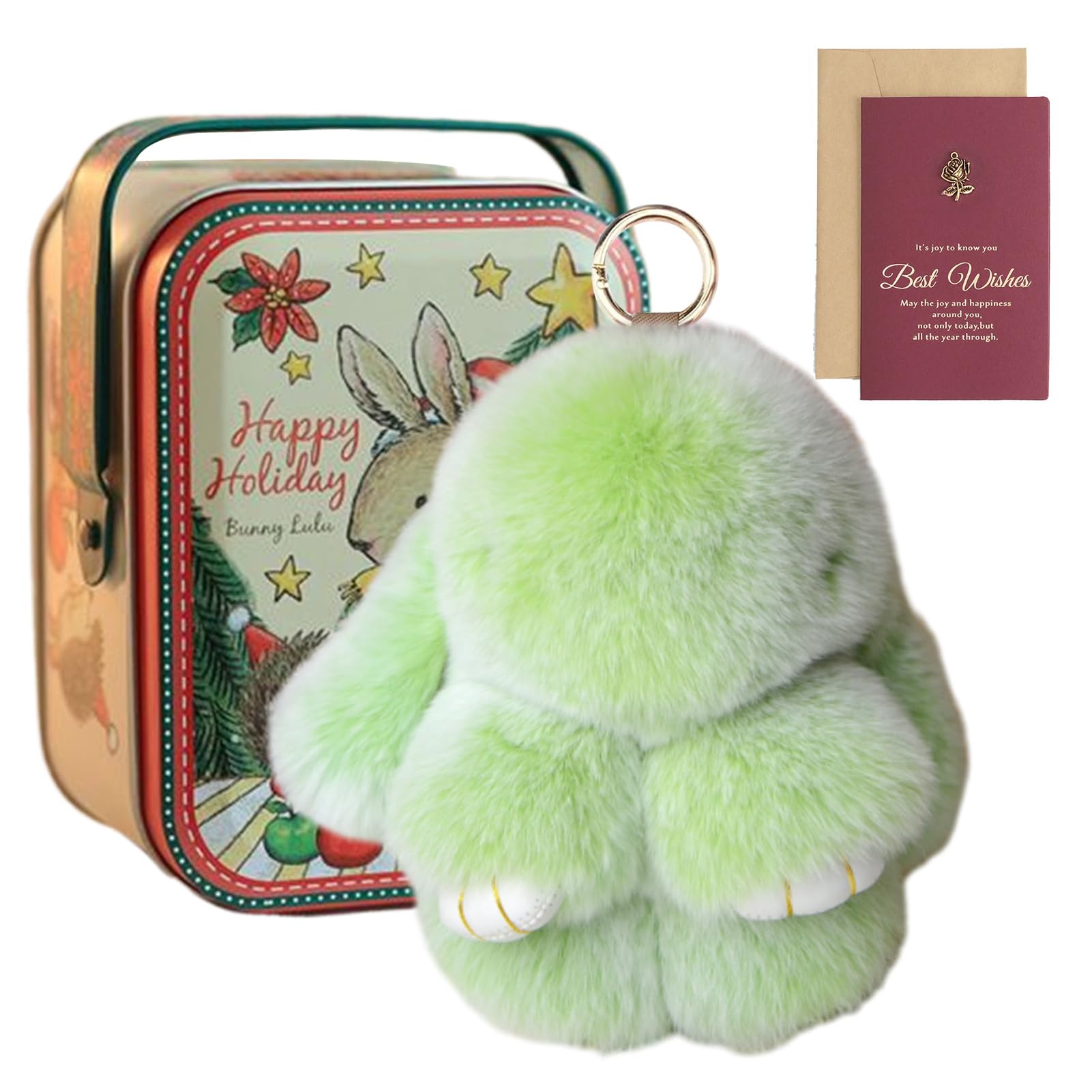 Bunny Lulu Tulip Design Keychain With Tin Bunny Lulu Plush Keychain With  Tulip Charm - Soft Rabbit Fur Keychain With Optional Tin & Gift Bag Plush  Rabbit Fur Keychain