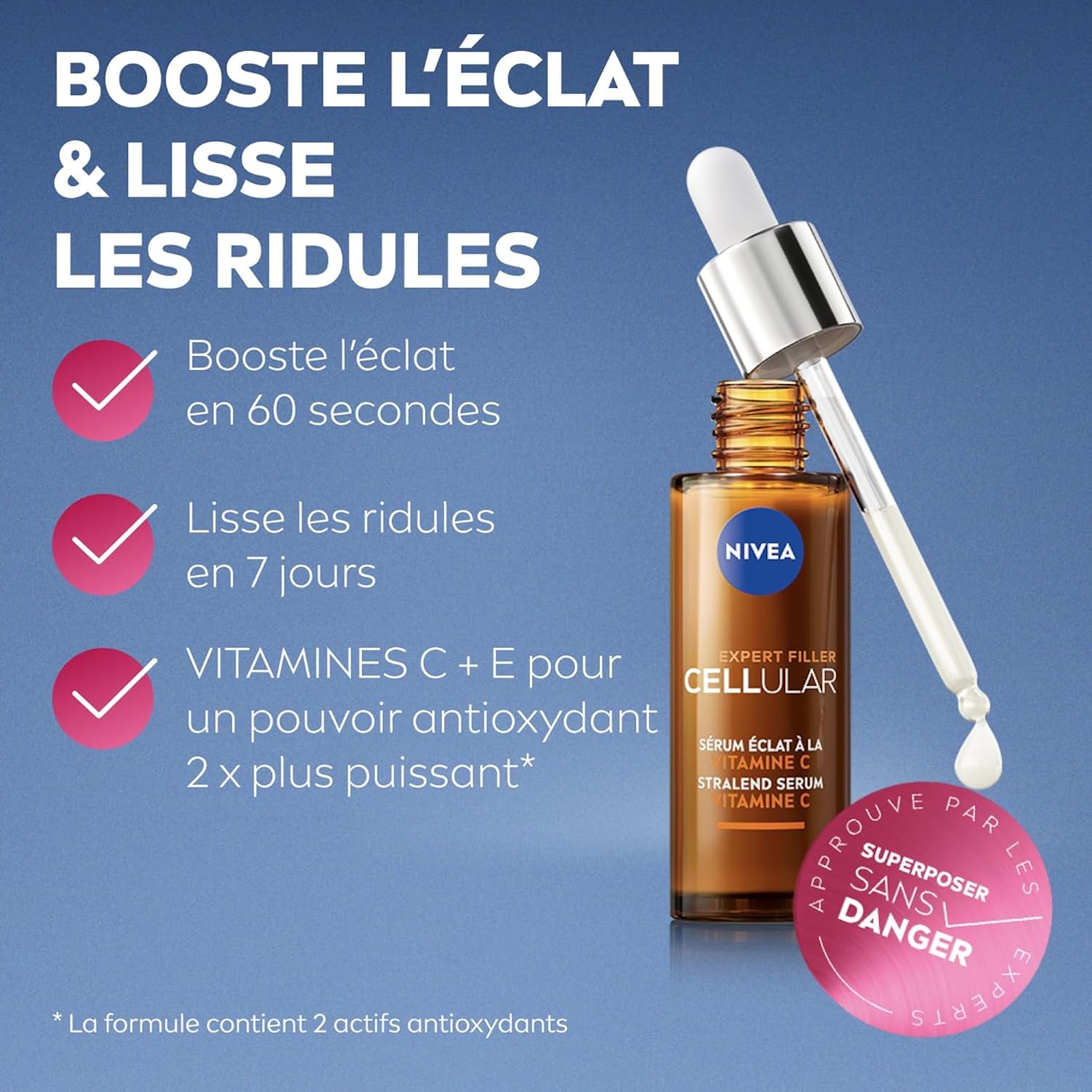 NIVEA - Coffret Routine Sérum Layering Soin Visage Anti-Âge Cellular Expert - Trio de Sérums : 3 Zones + Acide Hyaluronique + Vitamine C - Tous Types de Peaux - 3 x 30 ml
