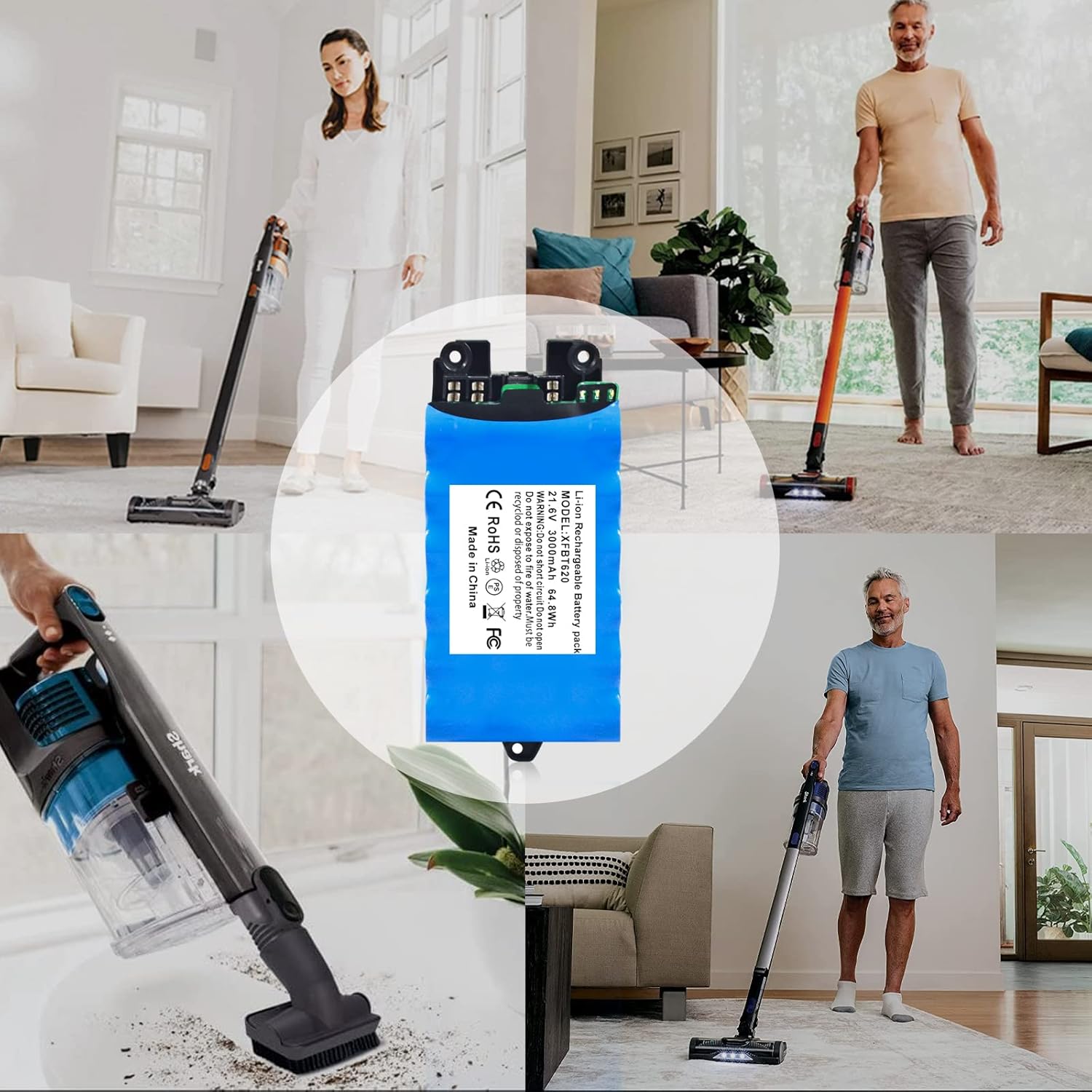3000mAh Replacement Lithium-Ion Battery for Shark XFBT620 Battery, Compatible with Shark IX140 IX141 IX142 IZ140 IZ140C IZ141C IZ142 UZ145 Cordless Vacuum Cleaners