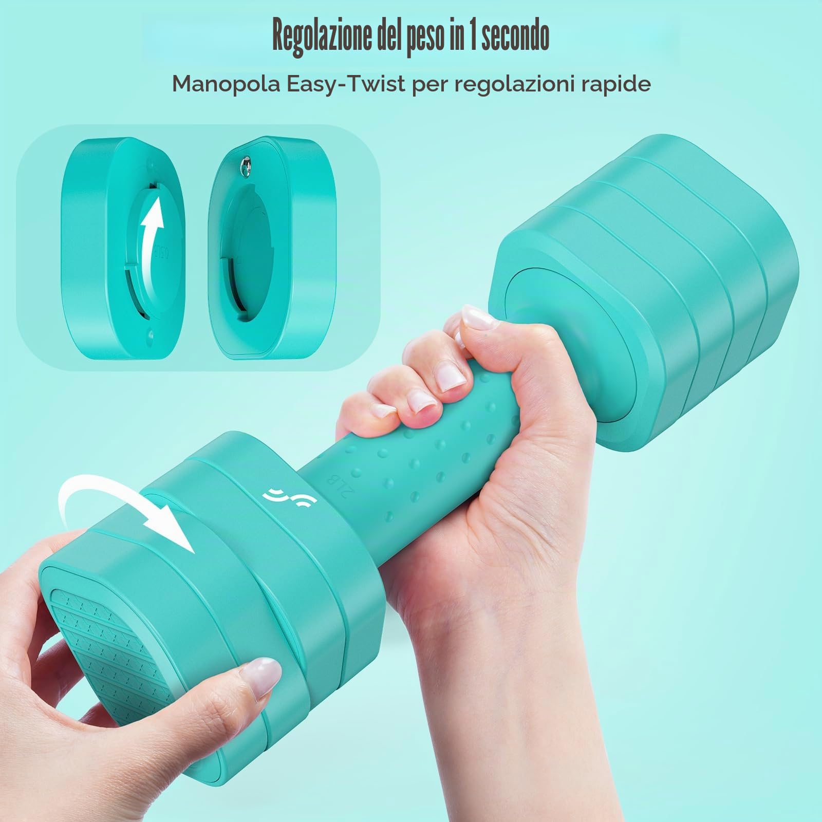 Sportneer Set di manubri da donna, regolabili, da 0,9 a 2,3 kg, set di manubri 4 in 1, pesi compatti per donne, casa, palestra, allenamento fitness (blu)