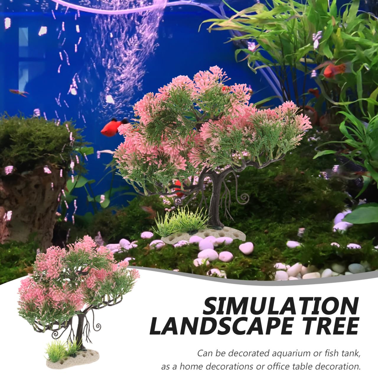 NOLITOY Plantes décoratives pour aquarium - Plantes artificielles en plastique pour poissons Betta - Rose