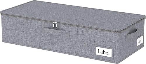 Yawinhe Contenedores de almacenamiento para debajo de la cama con asas, cremallera resistente y soportes para etiquetas, bolsas de almacenamiento
