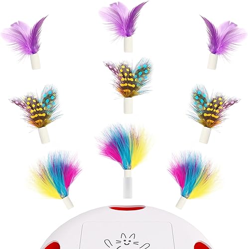 Miniatura 5 de Repuesto de plumas para juguetes de gato, 3 piezas de plumas de arcoíris, reemplaza el extremo de silicona