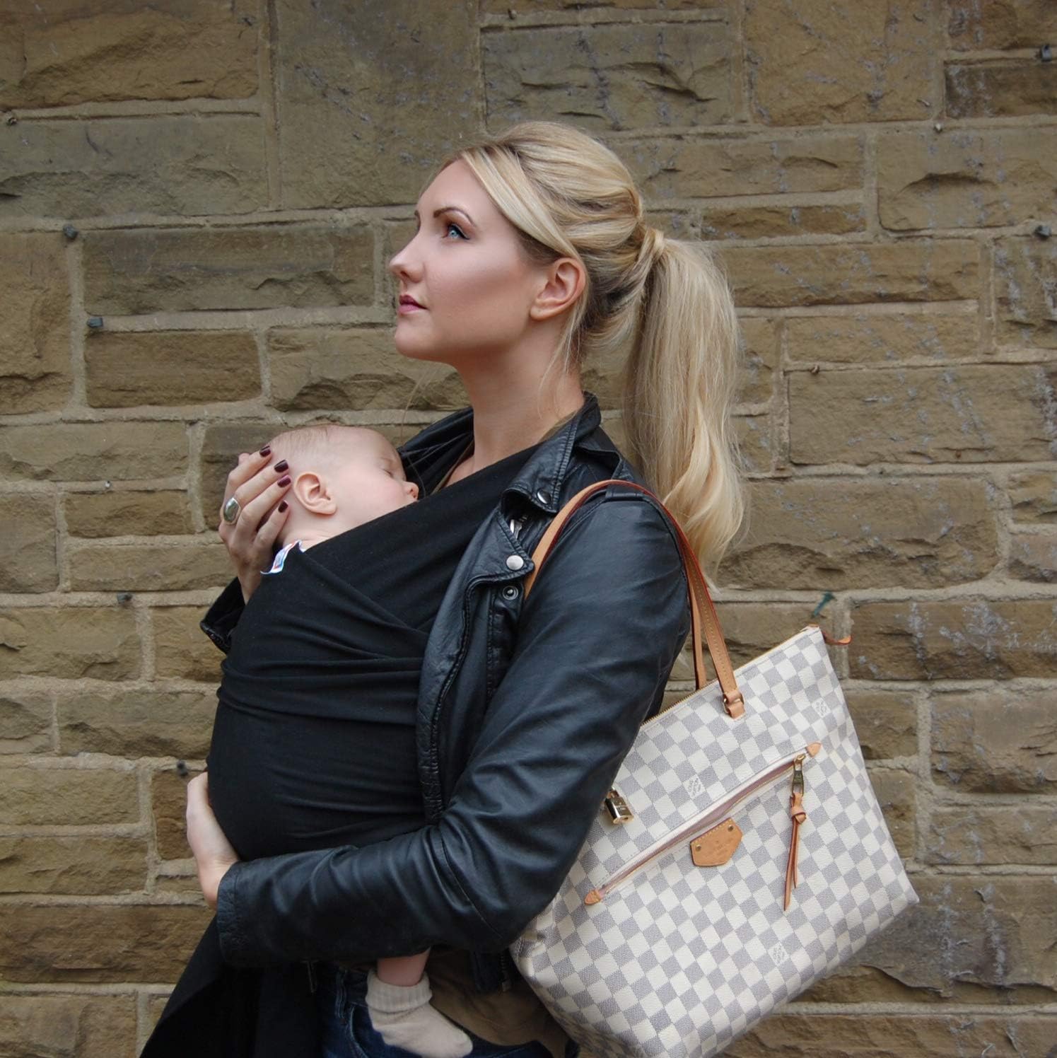 Little Munchkins Baby Wrap Sling + Carrier - Newborns & Toddlers up to 36 lbs - Hands Free - Gentle, Stretch Fabric - Ideal for Baby Showers - One Size Fits All