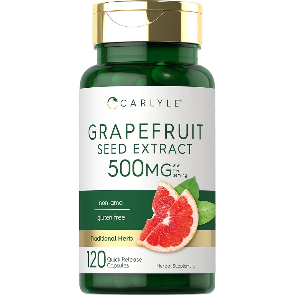 Carlyle Grapefruit Seed Extract | 500 mg | 120 Capsules | Maximum Strength | Non-GMO, Gluten Free