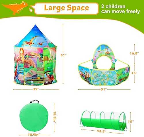 Miniatura 7 de PigPigPen Tienda de campaña de juego para niños con pozo de bolas túnel de arrastre tiendas de campaña de princesa para niños pequeños juguetes de