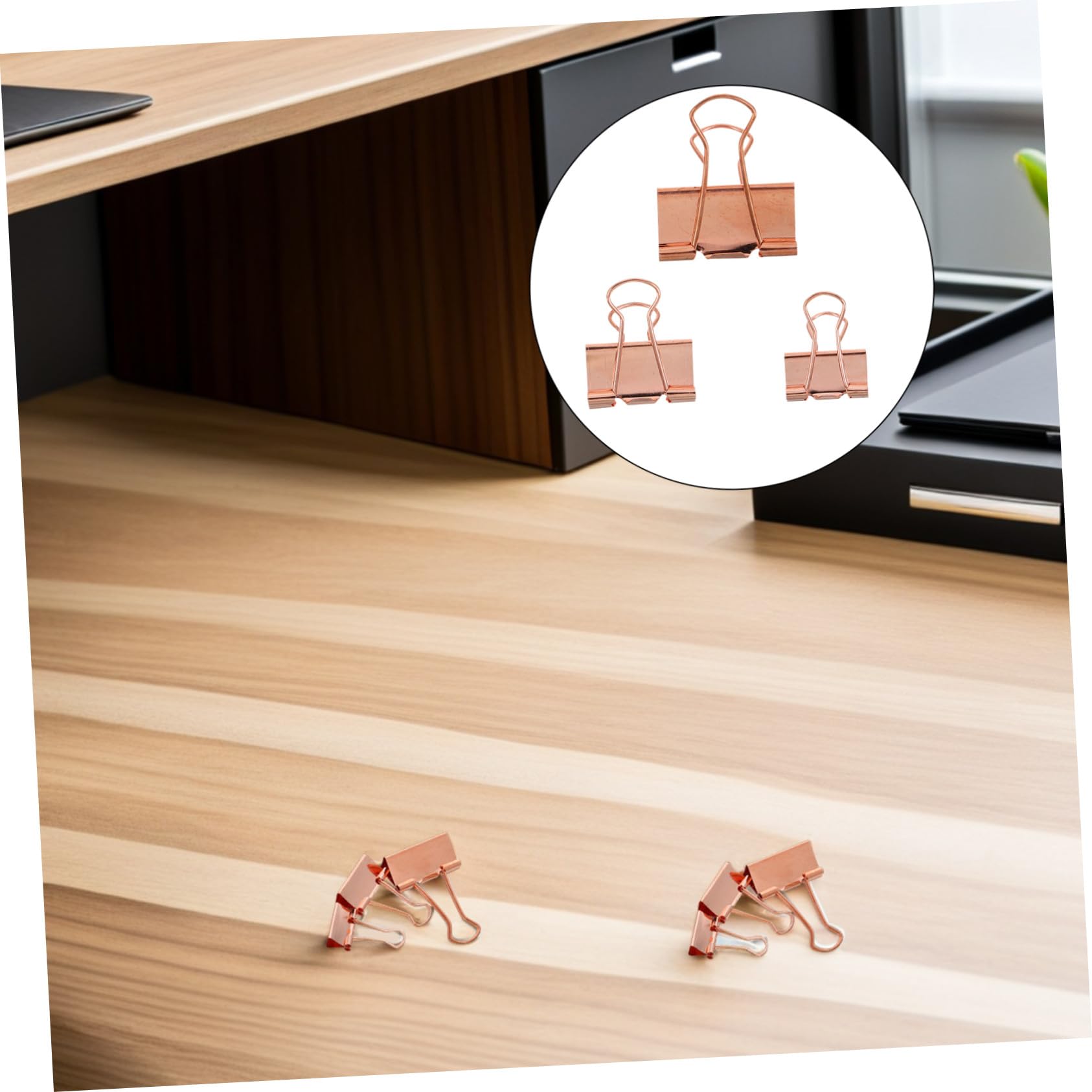 Veemoon 112 Piezas Clips de carpeta de metal pinzas papeleria clips de metal Rose Gold