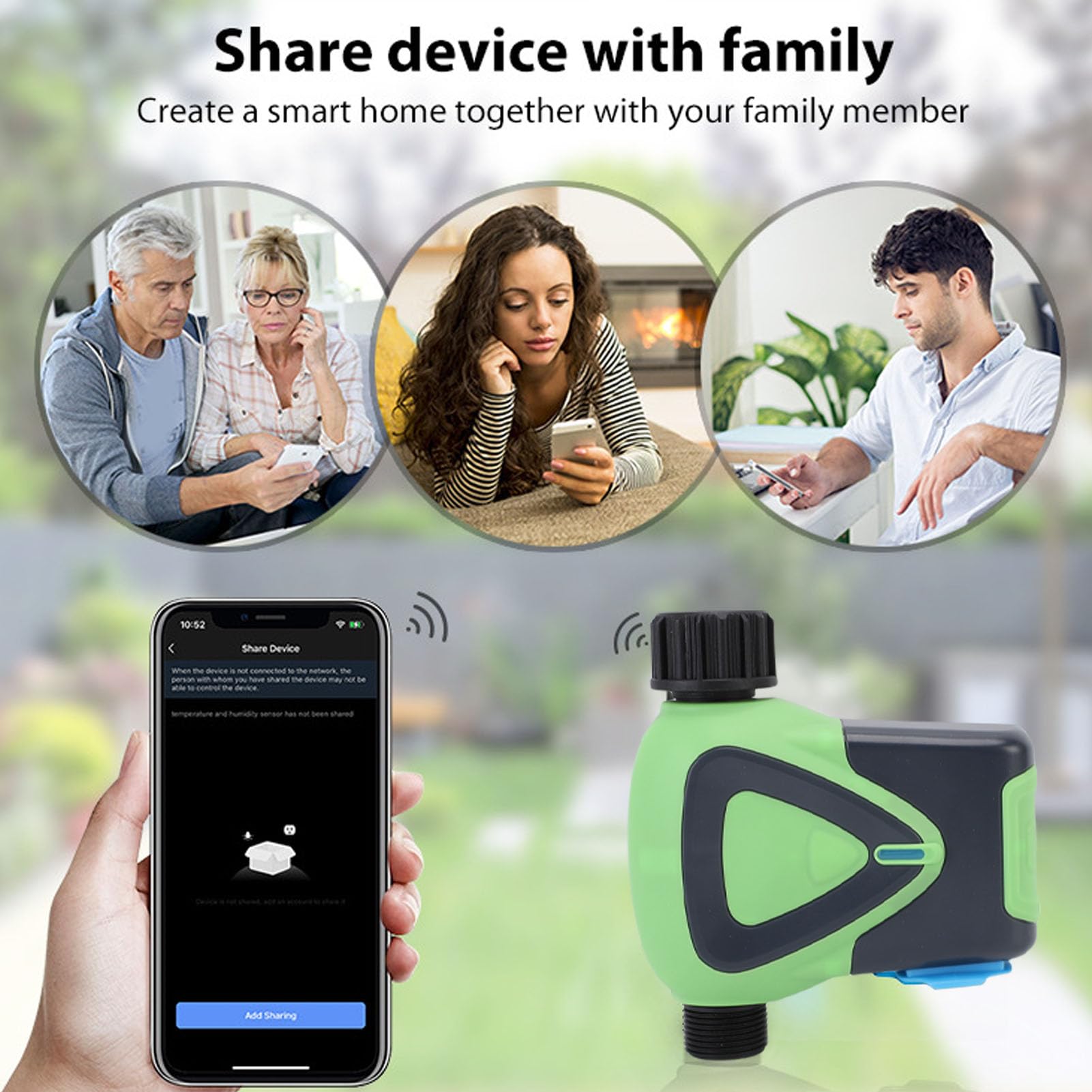 Luocute Timer Dell'acqua WiFi, Timer per Tubo da Giardino Programmabile a 2 Zona di Irrigatore Intelligente, Controller Automatico di Irrigazione Interna per Prato e Patio, con